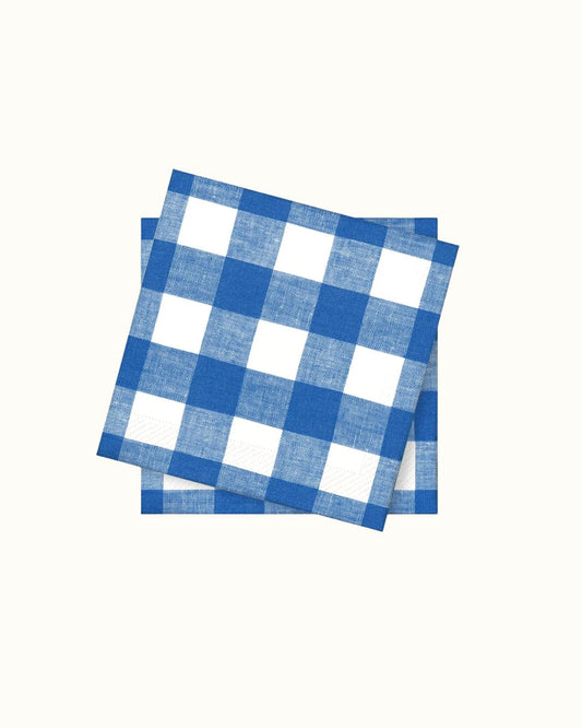 Violander Pappersservett Gingham blå 33x33