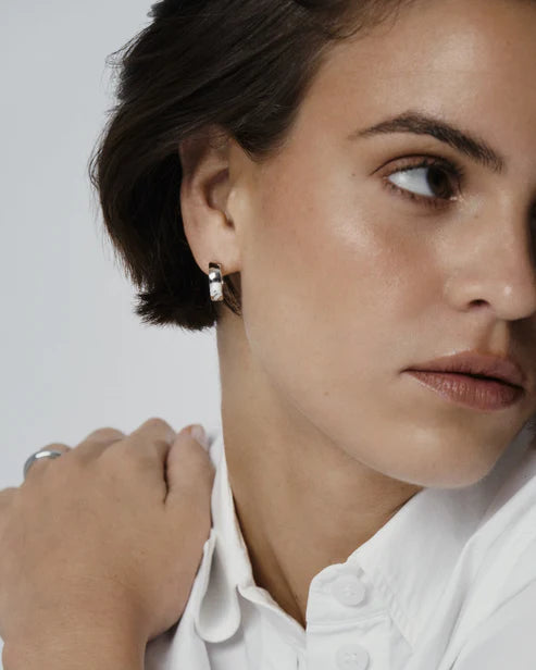 Mockberg Waterproof Chunky Silver Hoops Medium