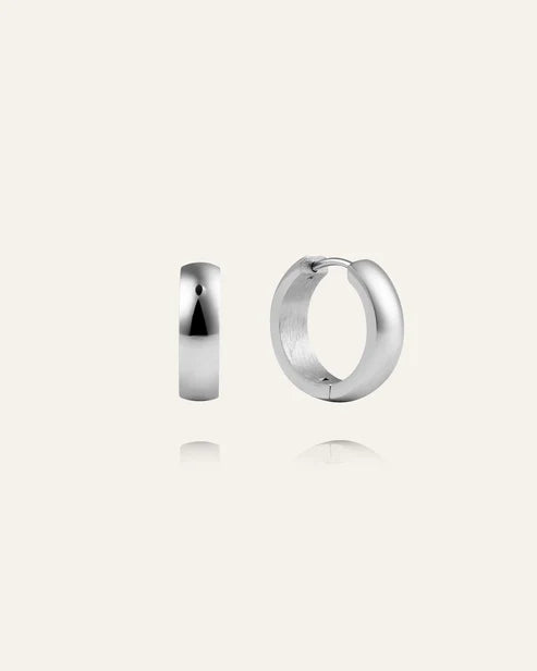 Mockberg Waterproof Chunky Silver Hoops Large