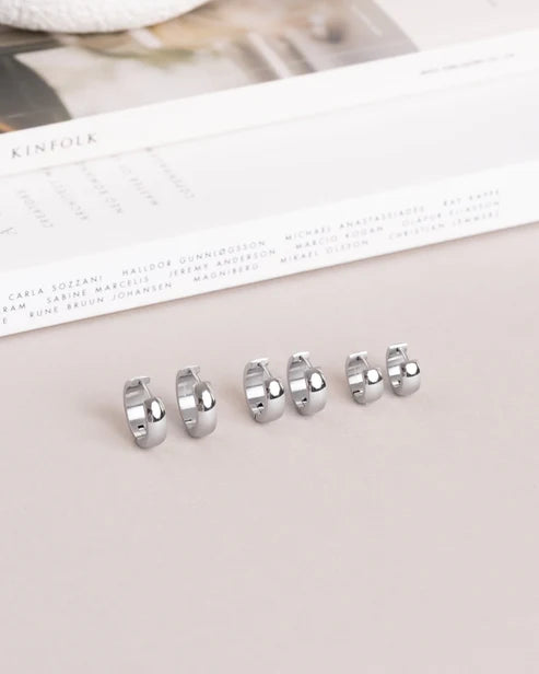 Mockberg Waterproof Chunky Silver Hoops Small