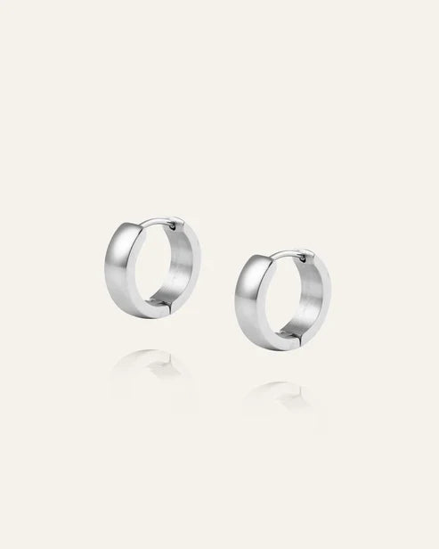 Mockberg Waterproof Chunky Silver Hoops Medium
