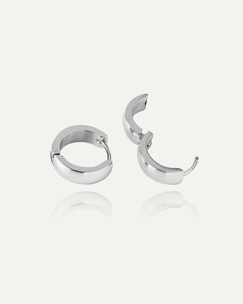 Mockberg Waterproof Chunky Silver Hoops Medium
