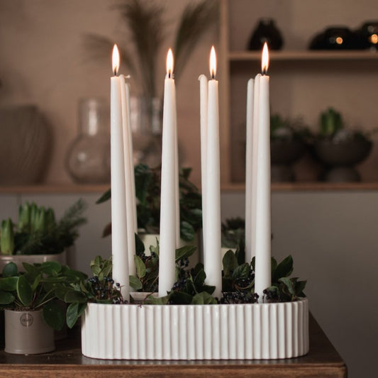 Dbkd Stripe Candle Holder Shiny White