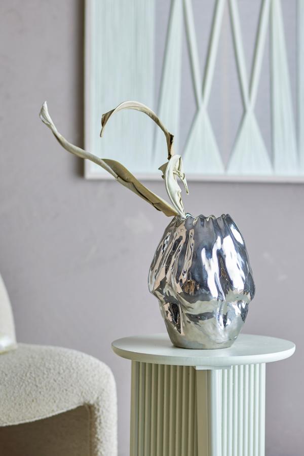 Bloomingville Bobby Vase, Silver, Stoneware