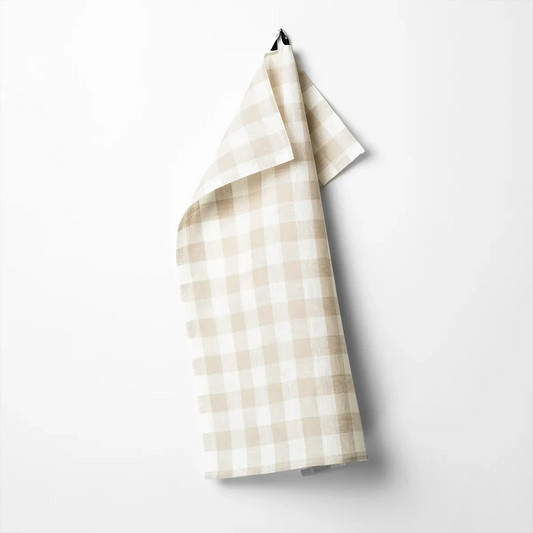 Violander Kökshandduk Gingham beige-vit