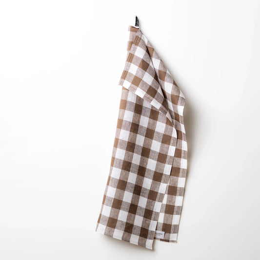 Violander Kökshandduk Gingham brun-vit