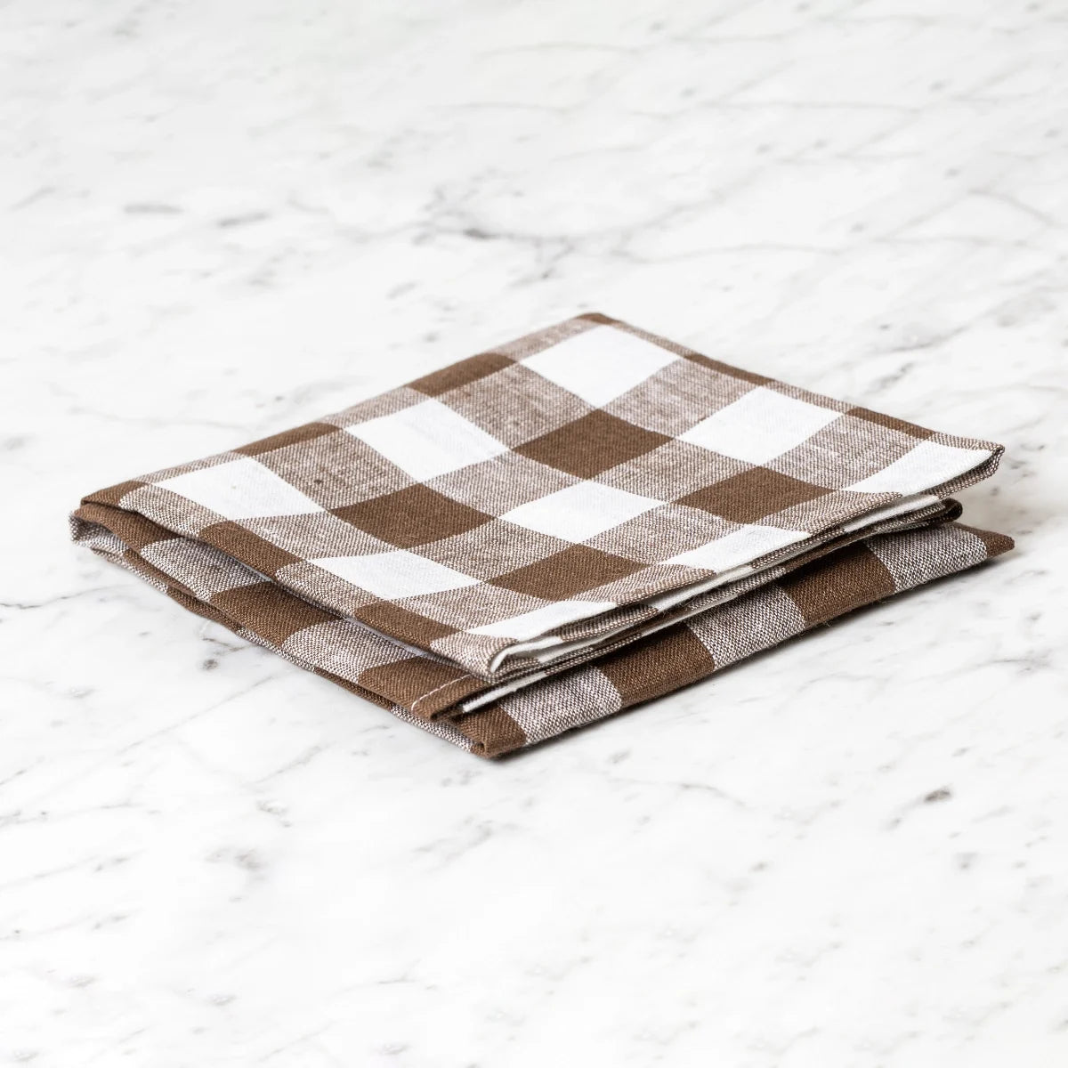 Violander Kökshandduk Gingham brun-vit