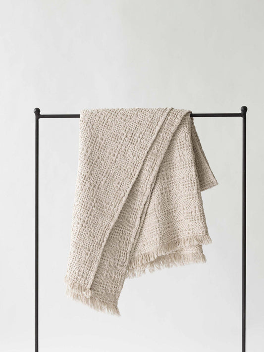 Tell Me More Monti cotton/linen blanket - sand beige