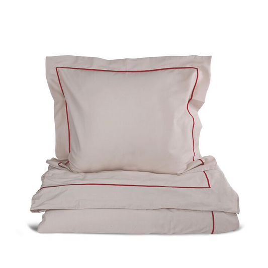 Sagaform Carl Påslakanset Beige/vinröd