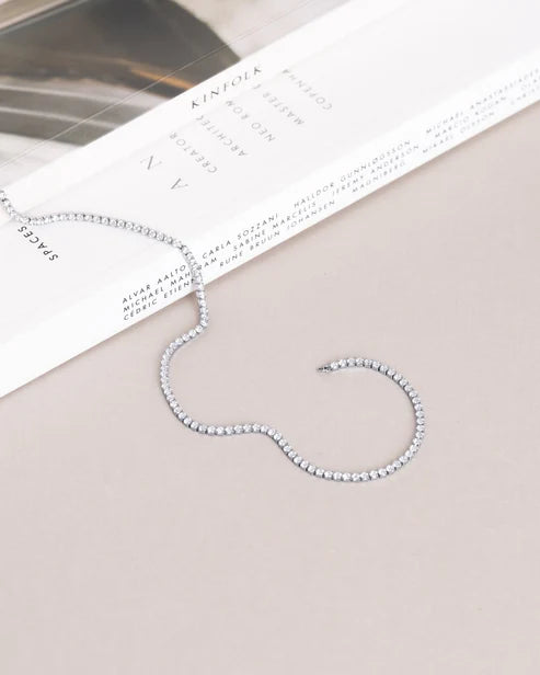 Mockberg Shiny Tennis Halsband Silver
